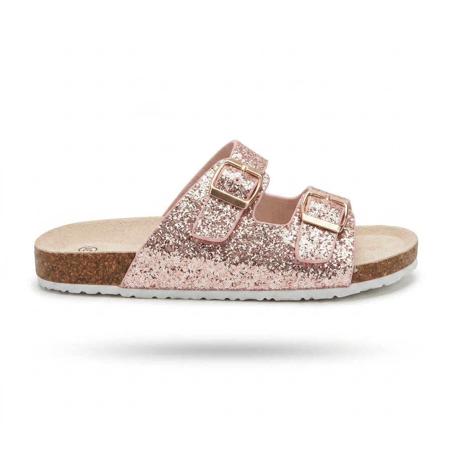 Sandales Fille Glitter Rose Double Bride – Style Birkenstock – Importées d'Espagne 🇪🇸