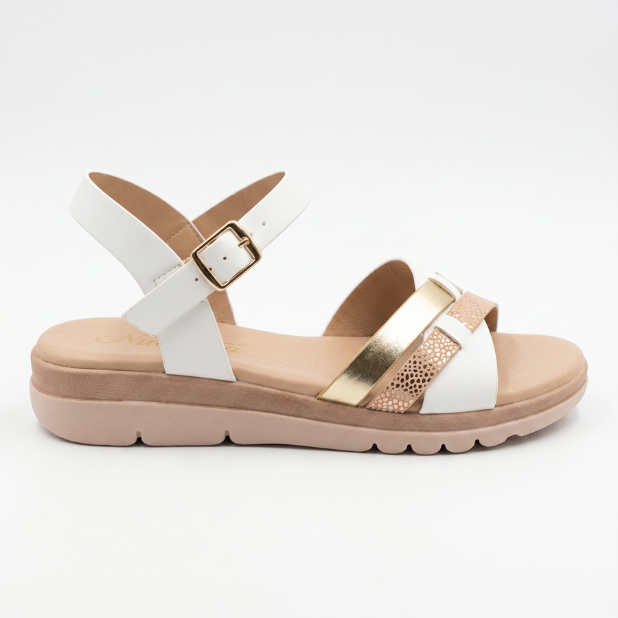 Sandales Femme Virucci Blanc Or Rose Brides Croisées – Importé d'Espagne 🇪🇸