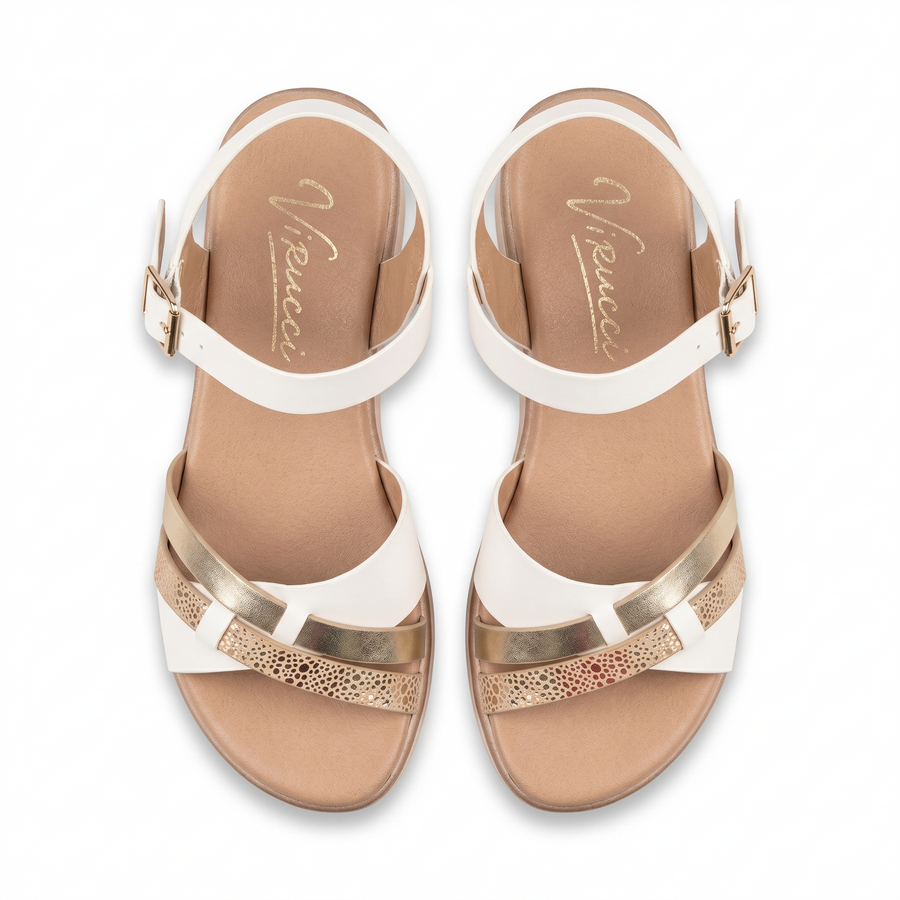Sandales Femme Virucci Blanc Or Rose Brides Croisées – Importé d'Espagne 🇪🇸
