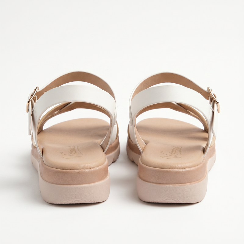 Sandales Femme Virucci Blanc Or Rose Brides Croisées – Importé d'Espagne 🇪🇸