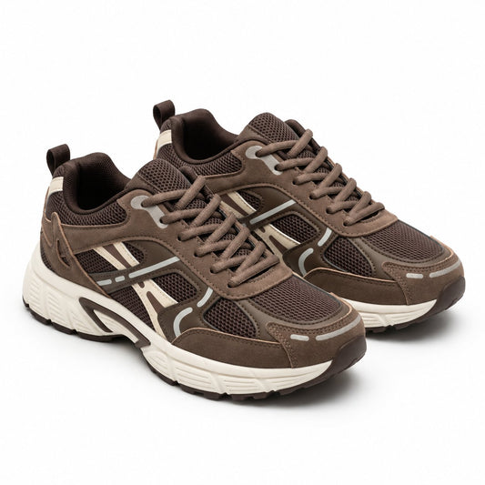 Paire de sneakers femme running rétro marron chocolat – BOMBAS Maroc