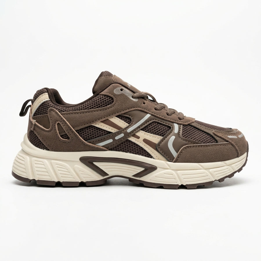 Sneakers Femme Running Rétro – Marron Chocolat
