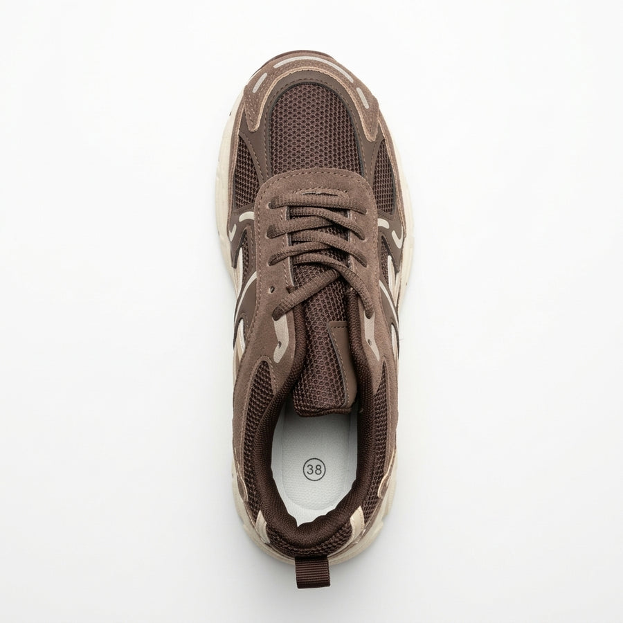 Sneakers Femme Running Rétro – Marron Chocolat