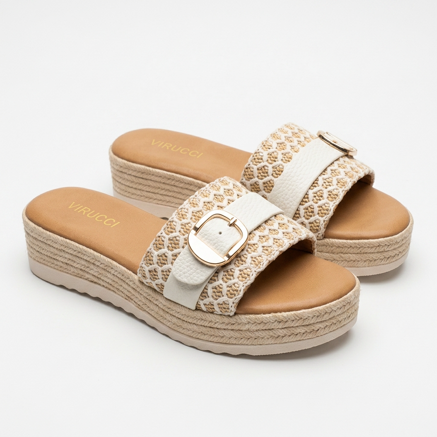 Sandales Compensées Virucci Tressées Beige – Importées d'Espagne 🇪🇸