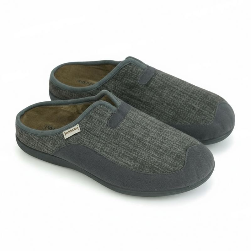 Chaussons Homme Hiver Gris Texturé – Importé d’Espagne | PN247581